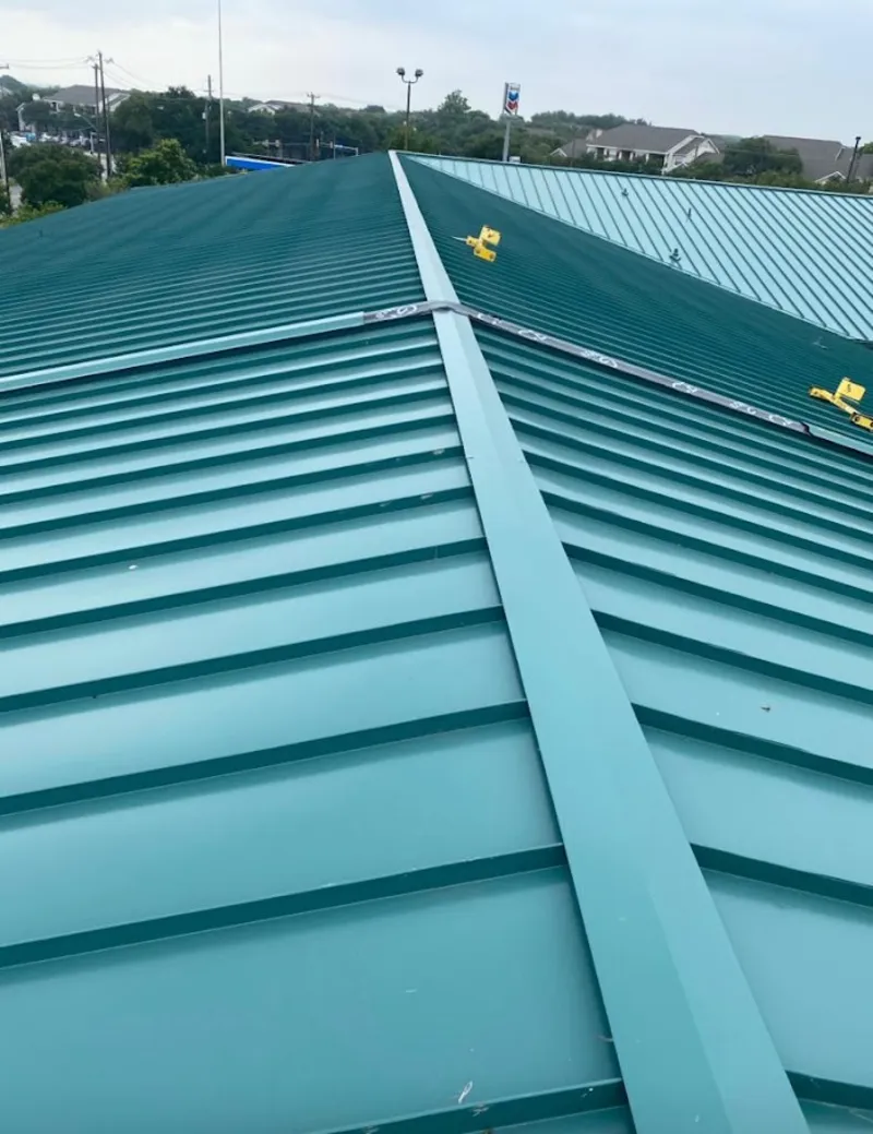 Green commercial metal roof ridge and valley for Metal Roof Repair in Dolton
